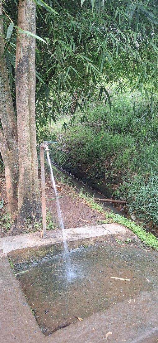 Agua corriente saliendo de un grifo